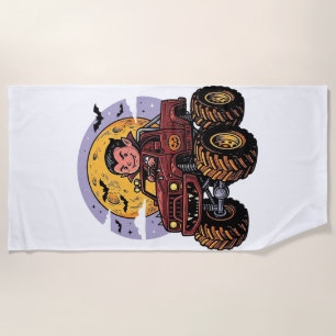 Serviette De Plage Conception de T-shirt Halloween de camion monstre