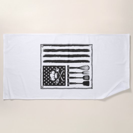 Serviette De Plage Conception de T-shirt Ustensiles de Cuisine Drapea (Devant)