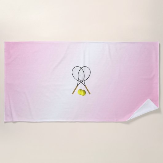 Serviette De Plage Conception de tennis rose (Devant)
