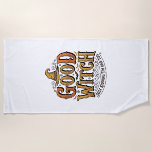 Serviette De Plage Conception de typographie Halloween sorcière genti