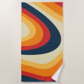 Serviette De Plage Conception de vagues de style rétro Abstrait (Devant)