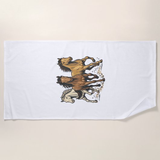 Serviette De Plage Conception de vecteur d'art de chevaux de course v (Devant)