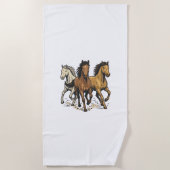 Serviette De Plage Conception de vecteur d'art de chevaux de course v (Devant)