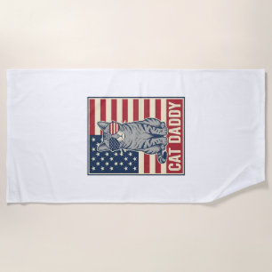 Serviette De Plage Conception de vecteur de chat patriotique Cat Dadd