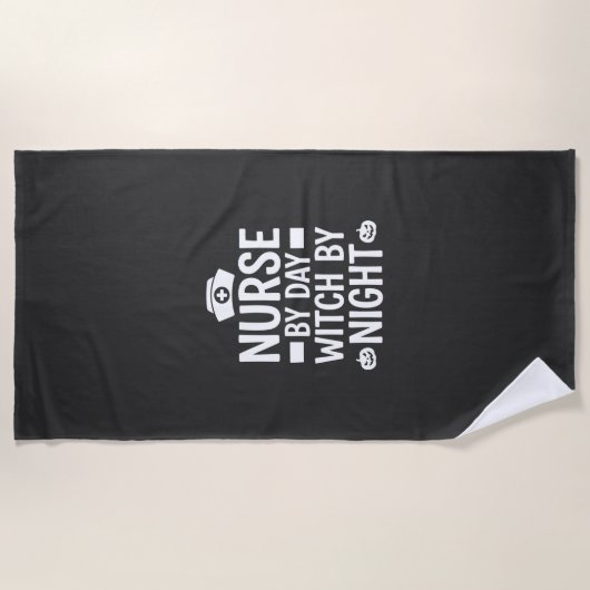 Serviette De Plage Conception de vecteur de sorcière d'infirmière Hal (Devant)
