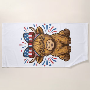Serviette De Plage Conception de vecteur de vache Highland patriotiqu