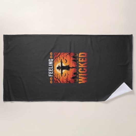 Serviette De Plage Conception d'épouvantail d'Halloween qui fait mal_ (Devant)