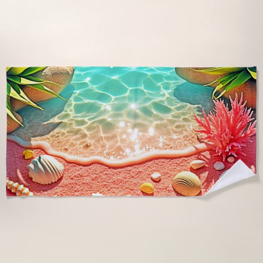 Serviette De Plage Conception des coquilles de plage baisées au solei (Devant)