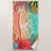Serviette De Plage Conception des coquilles de plage baisées au solei (Devant)
