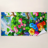Serviette De Plage Conception des fleurs (Devant)
