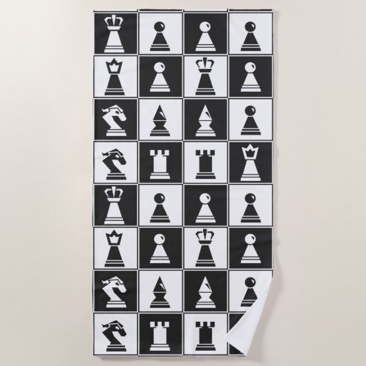 Serviette De Plage Conception des pièces d'échecs (Devant)