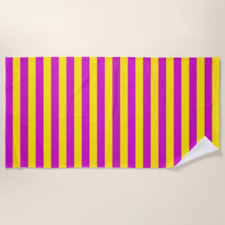 Serviette De Plage Conception des rayures pourpre et jaune