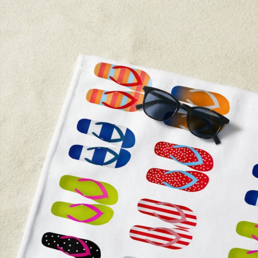 Serviette De Plage Conception des tongs colorés (En situation)