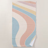 Serviette De Plage Conception des vagues de style rétro pastel super (Devant)