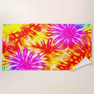 SERVIETTE DE PLAGE CONCEPTION D'ÉTÉ COLORÉE CRAVATE-DYE