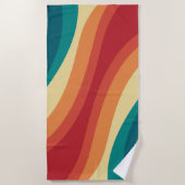 Serviette De Plage Conception d'ondes de style rétro multicolore (Devant)