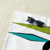 Serviette De Plage Conception du chat noir du milieu du siècle (En situation)