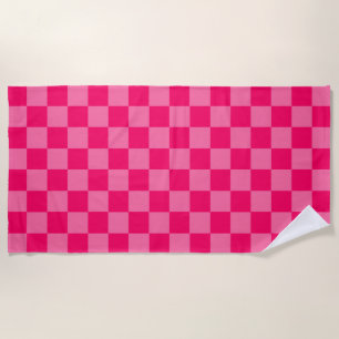 Serviette De Plage Conception du Motif du vérificateur rose clair et