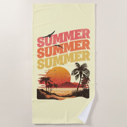 Serviette De Plage Conception du texte d'été (Devant)