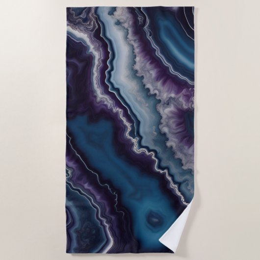 Serviette De Plage Conception en marbre violet bleu Agate (Devant)