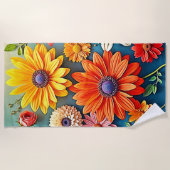 Serviette De Plage Conception florale dynamique de l'Imaginaire (Devant)