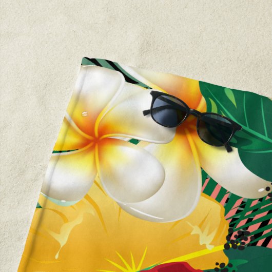 Serviette De Plage Conception florale tropicale exotique 🏝 (En situation)