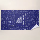 Serviette De Plage Conception nautique Marine Blue Towel (Devant)