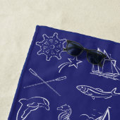 Serviette De Plage Conception nautique Marine Blue Towel (En situation)
