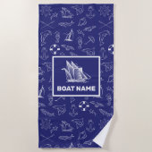 Serviette De Plage Conception nautique Marine Blue Towel (Devant)