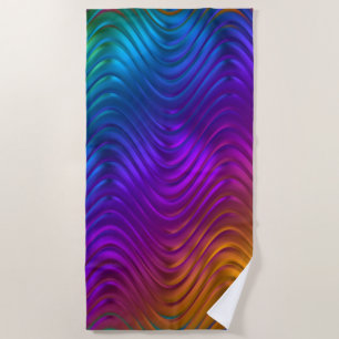 Serviette De Plage Conception psychédélique acide de vagues numérique