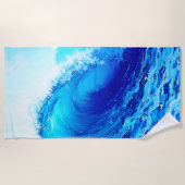 Serviette De Plage Conception puissante des ondes océaniques (Devant)