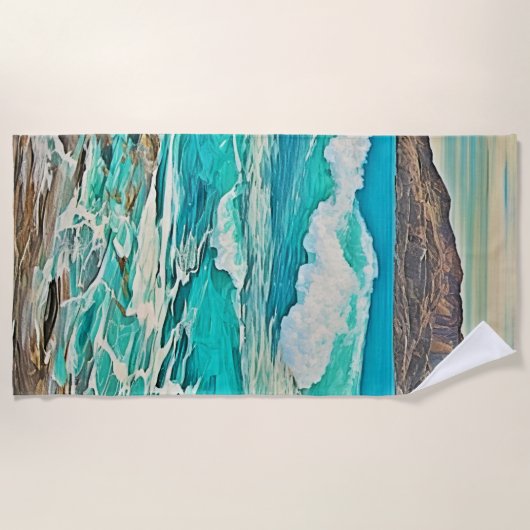 Serviette De Plage Conception texturée de la vue sur l'océan (Devant)