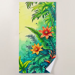 Serviette De Plage Conception Tropical Jungle Lush Paradise