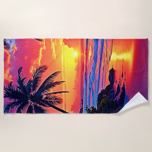 Serviette De Plage Conception Tropical Sunset Paradise (Devant)