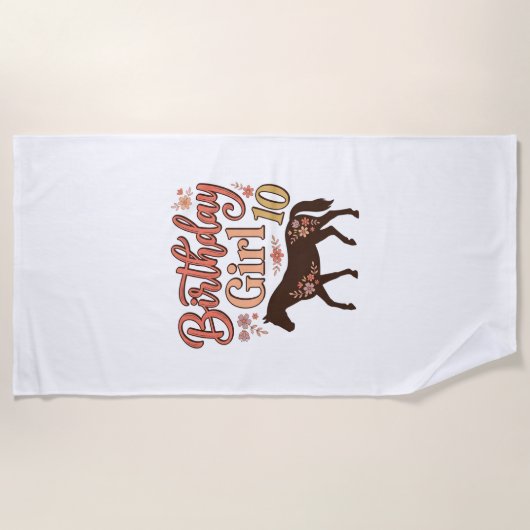 Serviette De Plage Conception vectorielle florale de cheval 10 pour f (Devant)