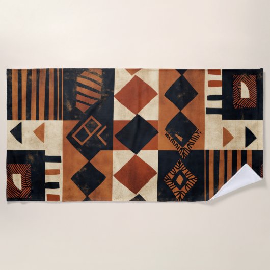 Serviette De Plage Conception verticale avec des éléments africains (Devant)