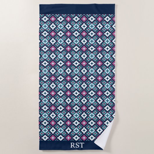 Serviette De Plage Conception violette et bleue (Devant)