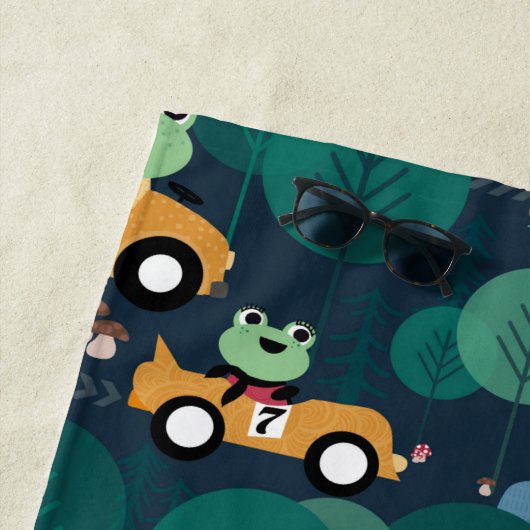 Serviette De Plage Conducteurs de voitures de course de grenouilles E (En situation)