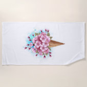 Serviette De Plage Cône de gaufre glacé Sakura rose (Devant)