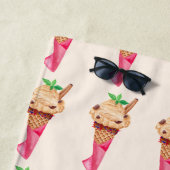 Serviette De Plage Cône de glace au café à l'aquarelle (En situation)