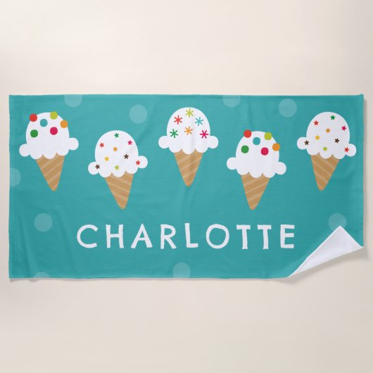 Serviette de plage cône de glace coloré (Devant)