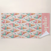 Serviette de plage cône de glace pastel (Devant)