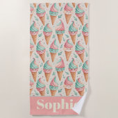 Serviette de plage cône de glace pastel (Devant)