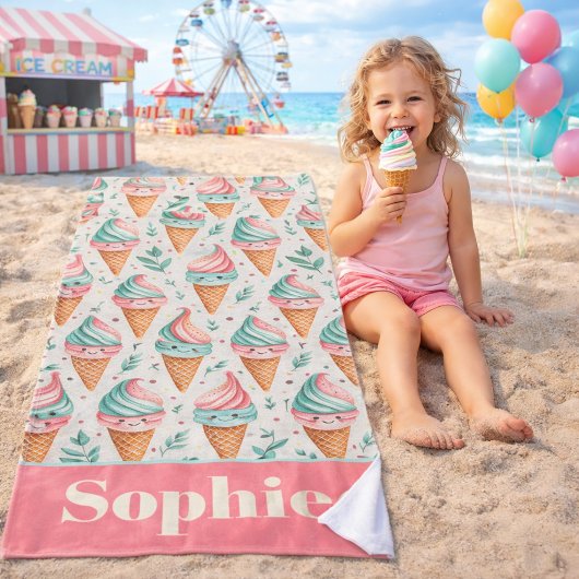 Serviette de plage cône de glace pastel