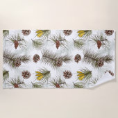 Serviette De Plage Cônes de pin d'automne (Devant)
