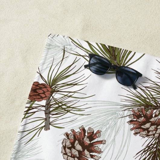 Serviette De Plage Cônes de pin d'automne (En situation)