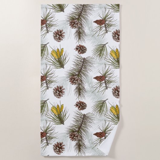 Serviette De Plage Cônes de pin d'automne (Devant)