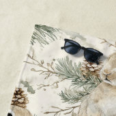 Serviette De Plage Cônes de pin verts lapins de Noël (En situation)