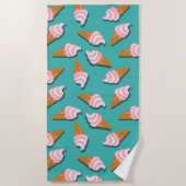 Serviette De Plage Congés gaufres crème glacée et motif de yaourt con (Devant)