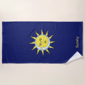 Serviette De Plage Conjonction Lune & Soleil sur fond bleu marine (Devant)